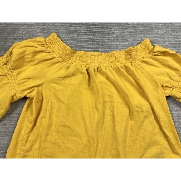 Lane Bryant Top Womens 22/24 Yellow Off Shouder Embroidered 100% Cotton - Picture 2 of 13